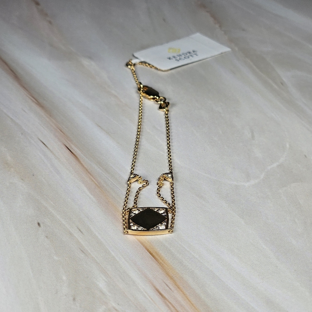 NWT Kendra Scott Ashby 18k Gold Vermeil Chain Bracelet in White Topaz